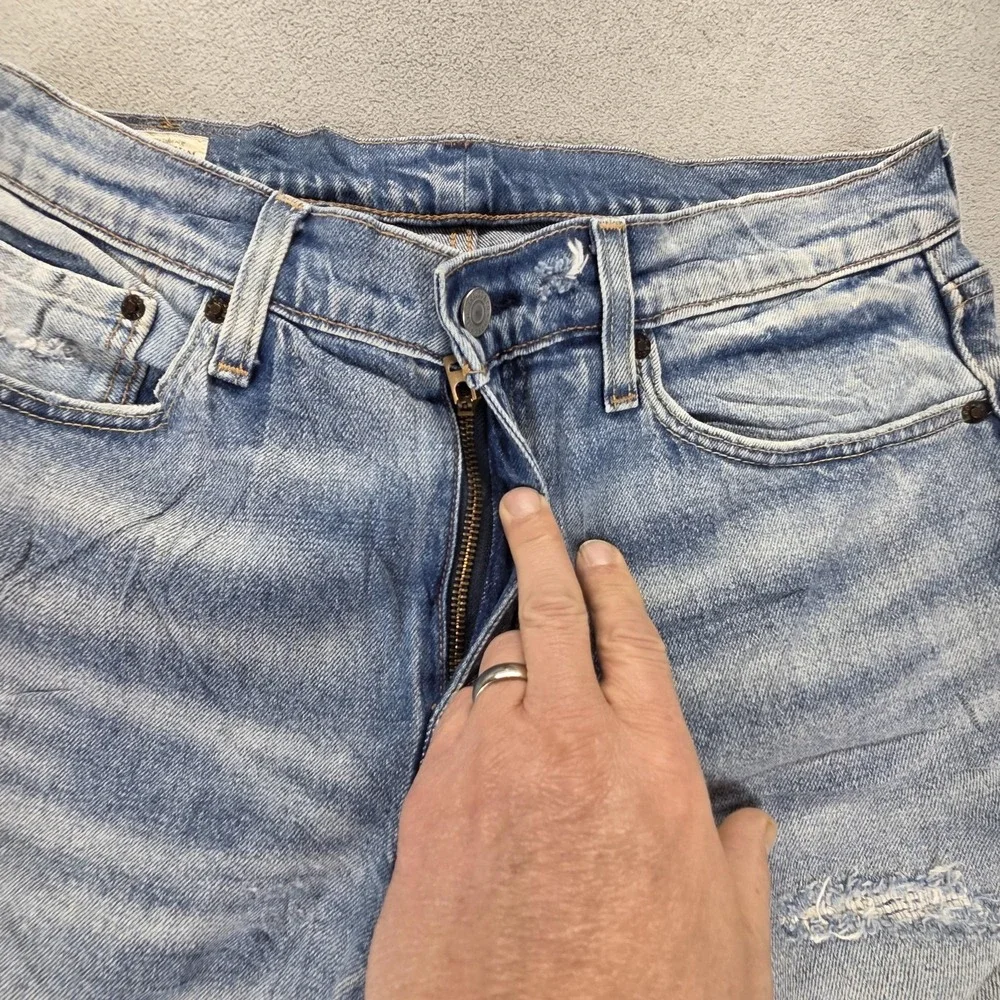 Levis 511 Jeans Mens Selvedge Blue Light Wash Slim Whiskers Honeycomb Fits 31x29